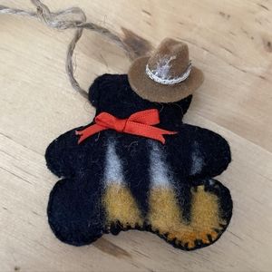 Handmade Pendleton Cowboy Bear Holiday Ornament